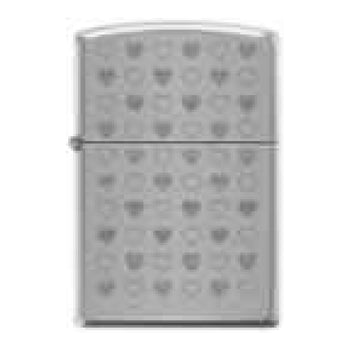 Zippo REG Brush Finish Chrome Muli Heart Lighter -ZP200 AE179649