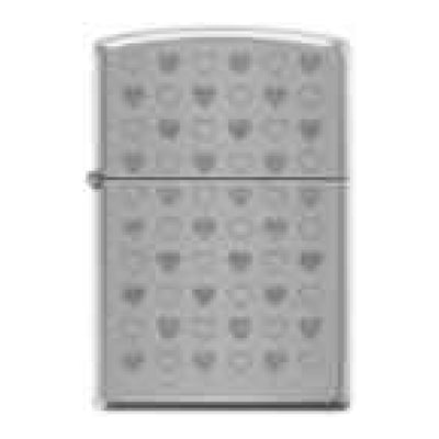 Zippo REG Brush Finish Chrome Muli Heart Lighter -ZP200 AE179649