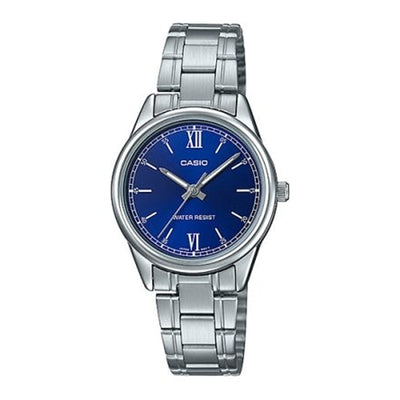 Casio Women's Watch LTP-V005D-2B2UDF Blue Dial, Silver Band