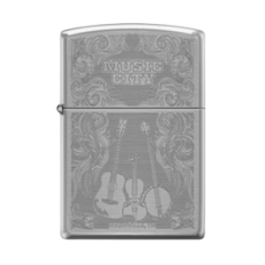 Zippo Reg Brush Finish Chrome Music City Nashville Lighter -ZP200.AE182255